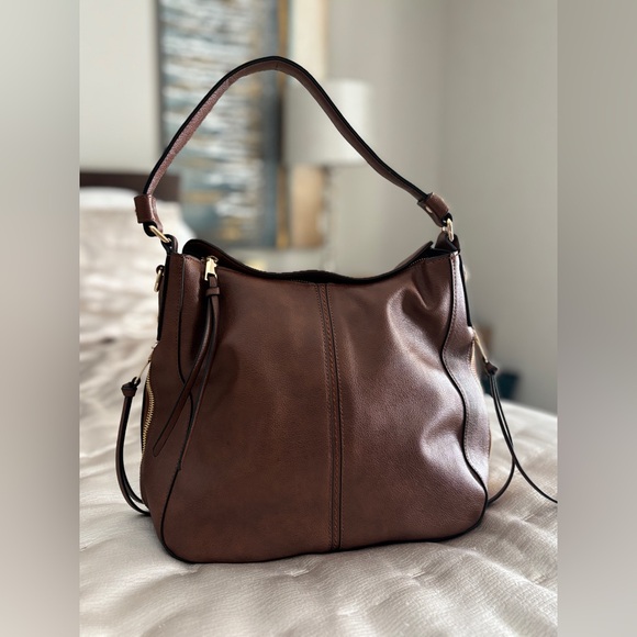 Brand New Realer Hobo Large Brown Faux Leather Bag - Picture 5 of 11